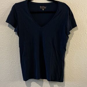 Lilly Pulitzer Navy Blue V-Neck Tee Stretch Cotton Women’s Medium